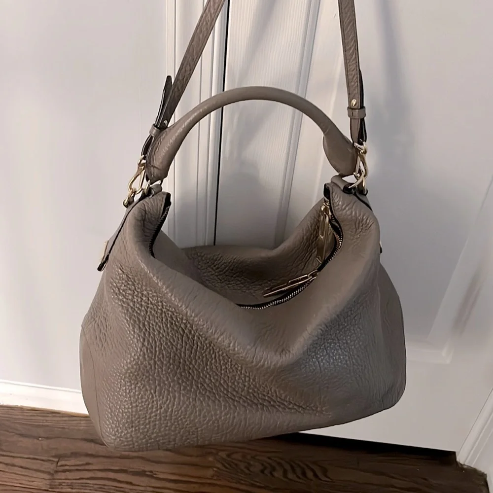 Burberry Gray Leather Shoulder Bag - Picture 1 of 11